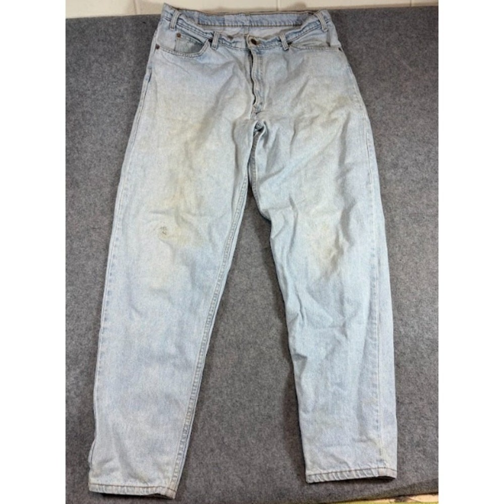 Vintage 80s Levis Orange Tab Jeans Light Wash Straight Leg Denim 36x34 Cowboy